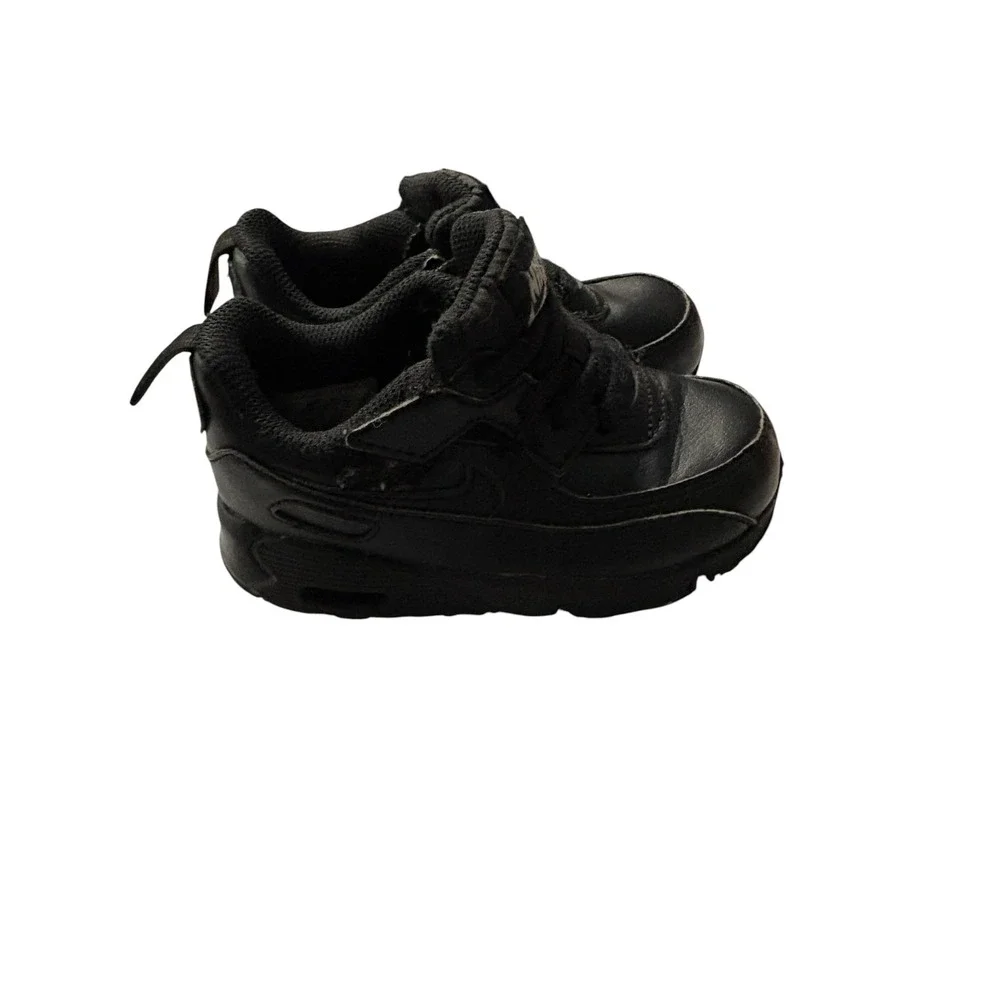 Nike Air Max 90 Toddler Triple Black Leather Sneakers Size 8C CD6868-001